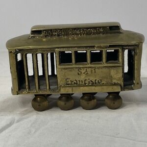 Vintage Brass San Francisco Cable Car Powell & Mason St Souvenir Figurine 4"